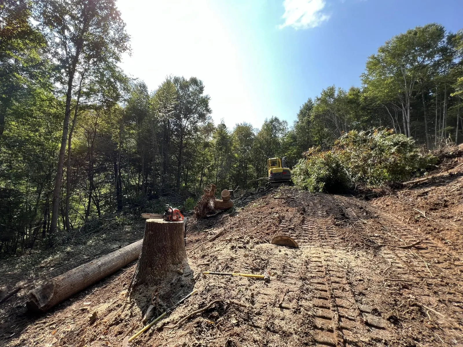 Cleared and grubbed wooded lot ready for grading near Mars Hill, NC